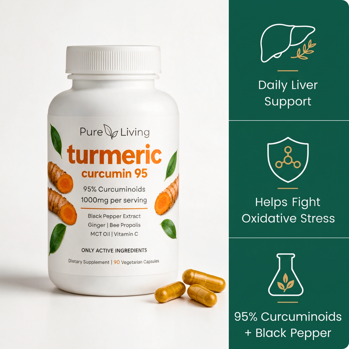 Turmeric Curcumin (1,000mg) Liver Support Capsules